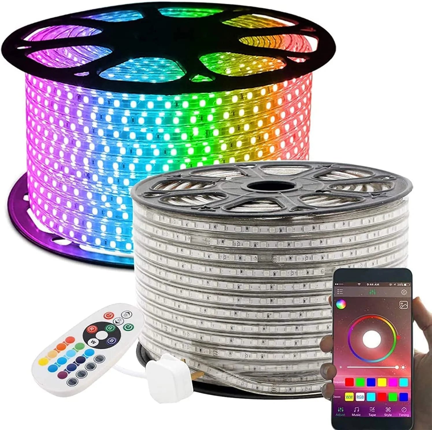 Lot de 2 Kit ruban LED 5050RGB 10m multicolore avec télécommande